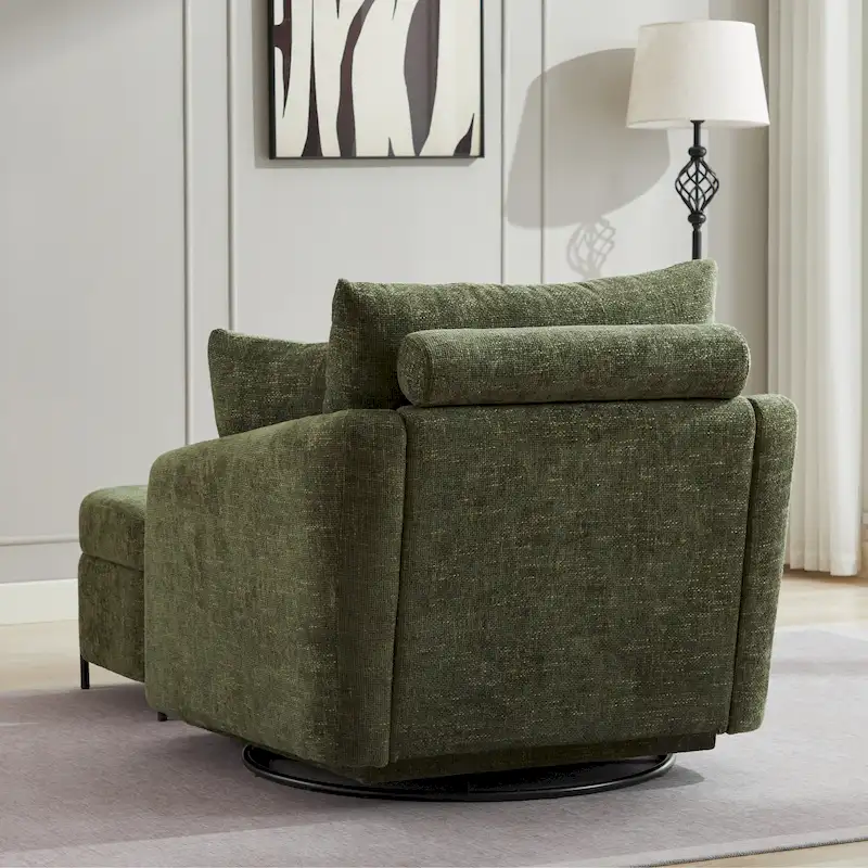 40.6 W Upholstered Swivel Accent Sofa Chair With Pillows