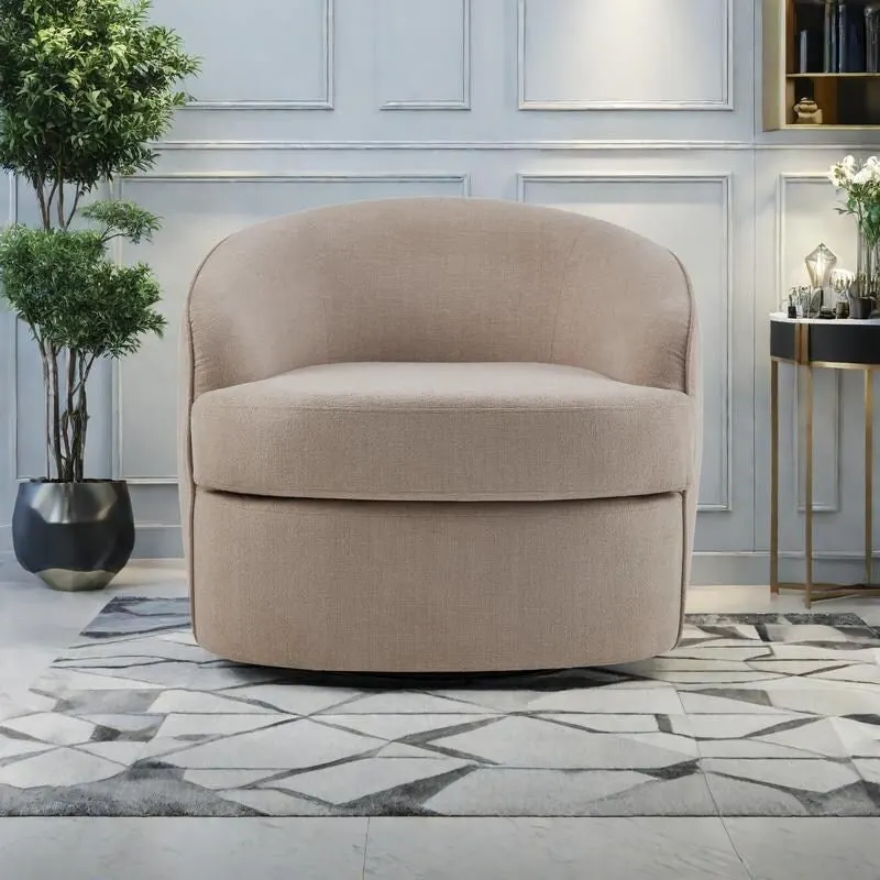 Gray 360 Swivel Barrel Accent Chair, Single Seat