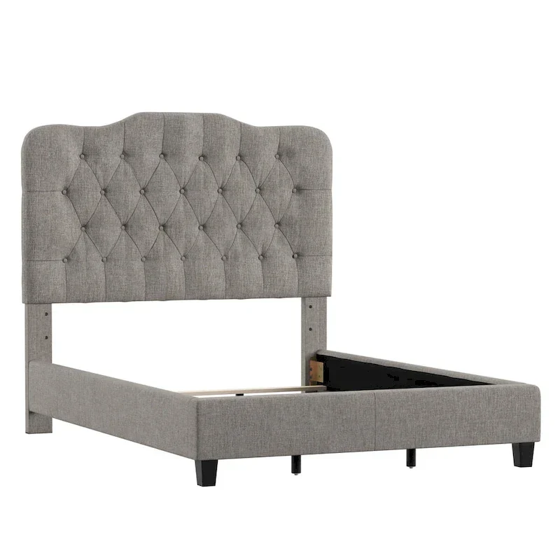 Upholstered Bed with Adjustable Headboard