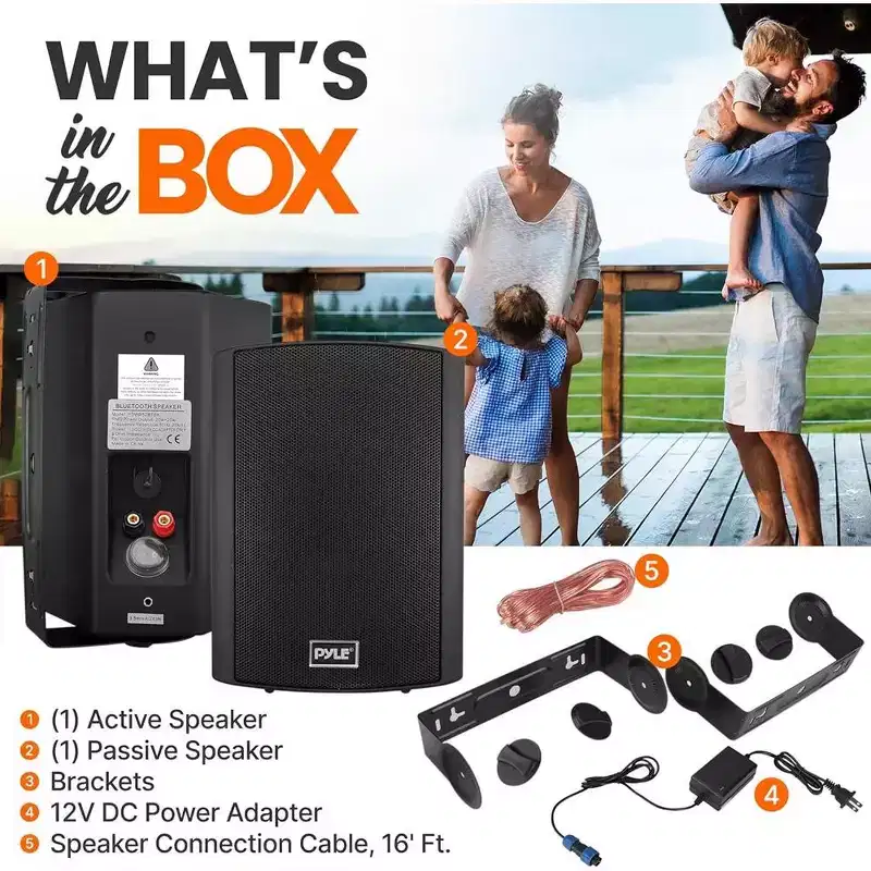 Waterproof Wall Mount Speaker System for Outdoors with Dual Speakers, Wireless, High-Quality Sound