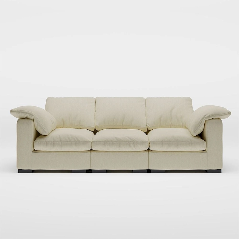 86.61  Modern Farmhouse Deep 3-Seater Sofa, Track Arm Couch, Linen Fabric Sofa