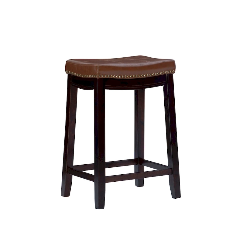Linon Willamette Cognac Faux Leather Counter Stool