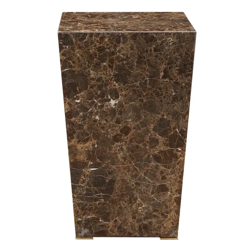 14-Inch Wide Marble Accent Table with Stainless Steel Legs