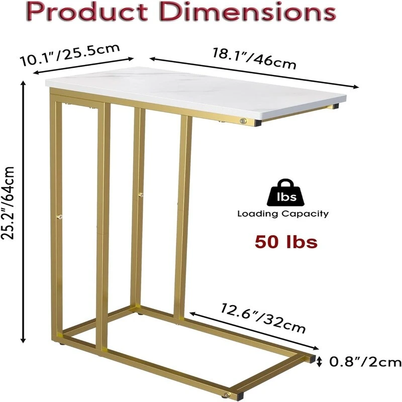 Small C Shaped End Table - 10D x 18.1W x 25H