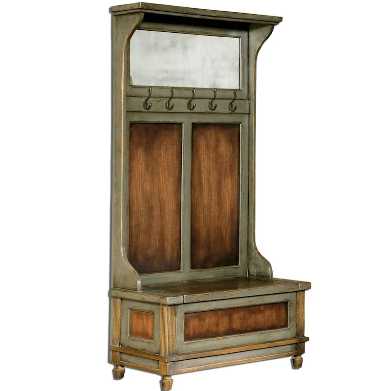 Distressed Charcoal Grey Hall Tree