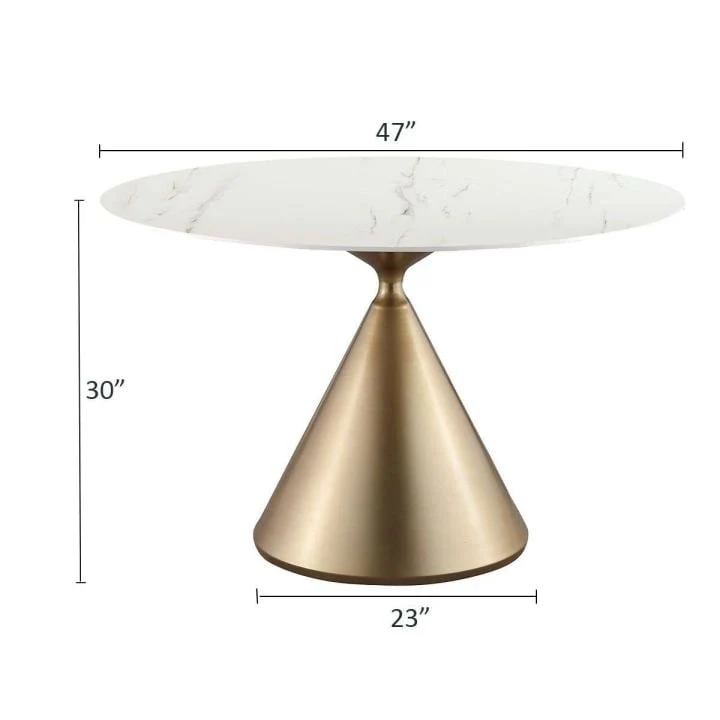 Modern Round Dining Table with Gold Metal Base