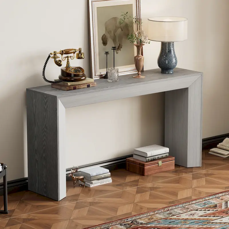 Black / Grey / Brown Fireplace-Style Console Table, Holds up to 220 lbs