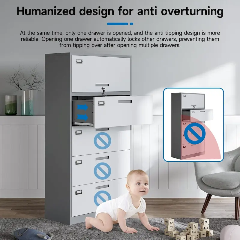 4-Drawer Lateral File Cabinet with Lock