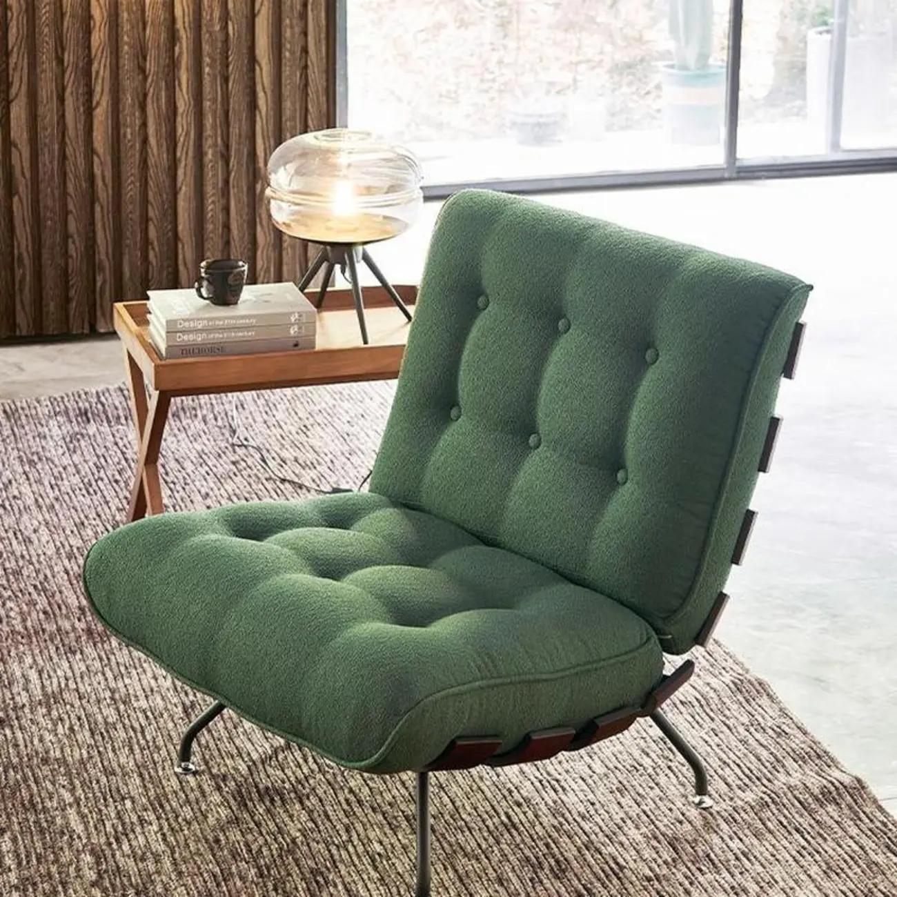 Traditional Tufted Mohair Reclining Accent Chair
