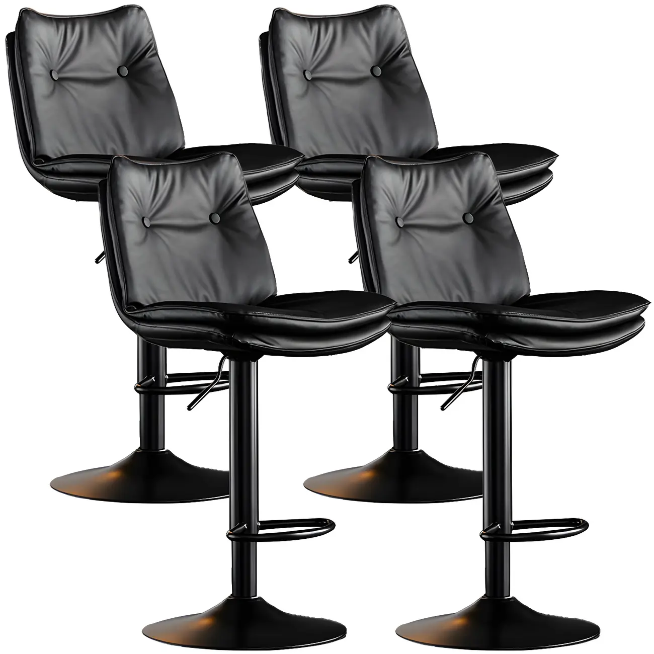 Modern Adjustable Leather Swivel Bar Stools