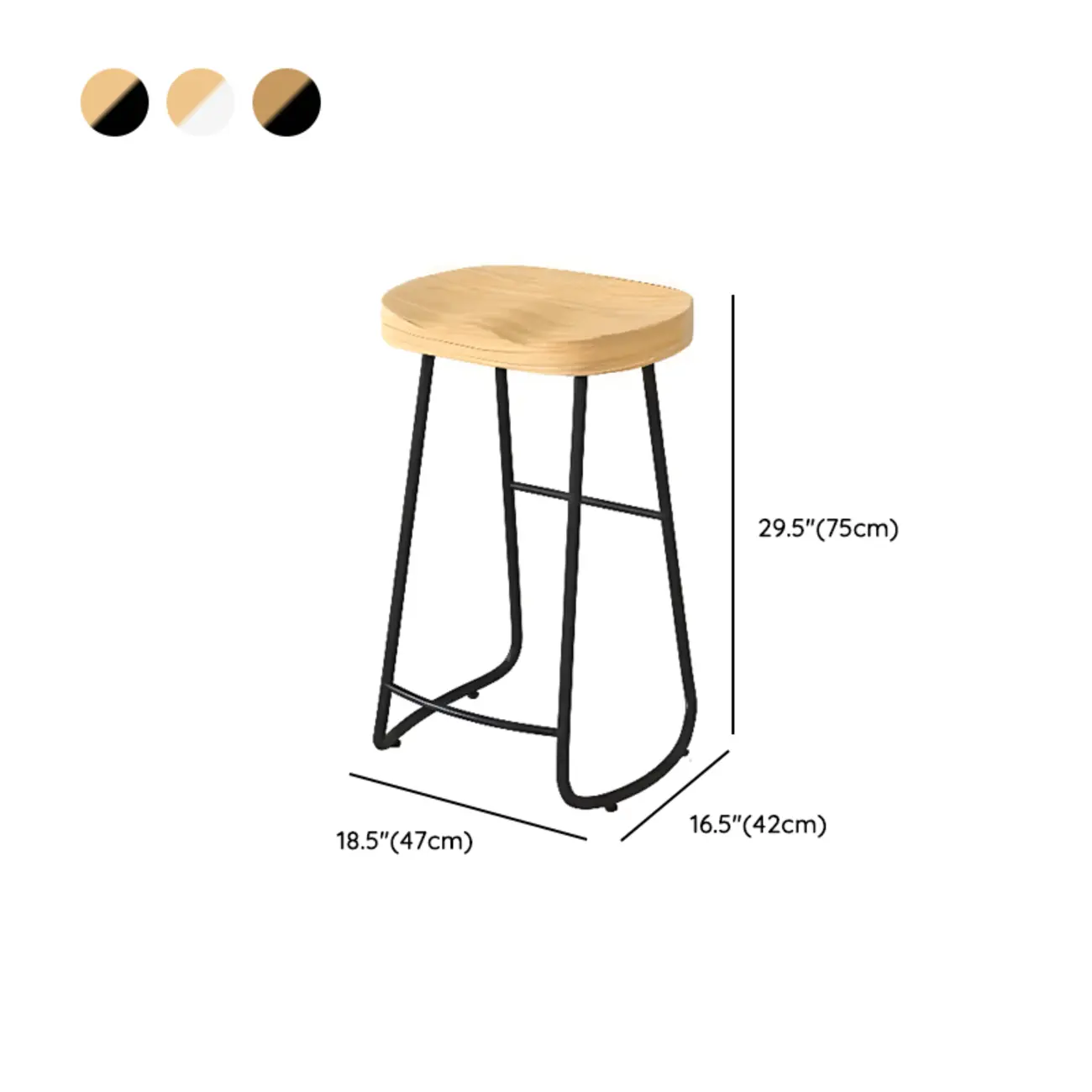 Modern Natural Wood Counter Height Bar Stools