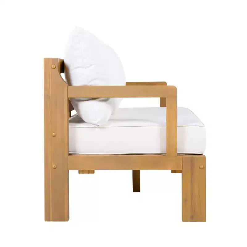 Christopher Knight Home Graziella Modern 2 Piece Patio Acacia Wood Loveseat Sofa and Coffee Table