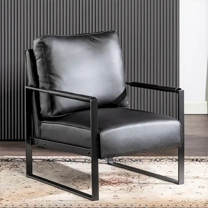 Microfiber Upholstery Metal Arms Chair