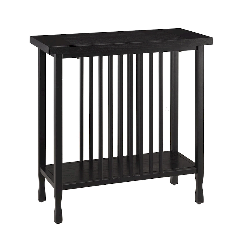 Carbon Loft Peter Matte Black Slatted Narrow Chairside Table