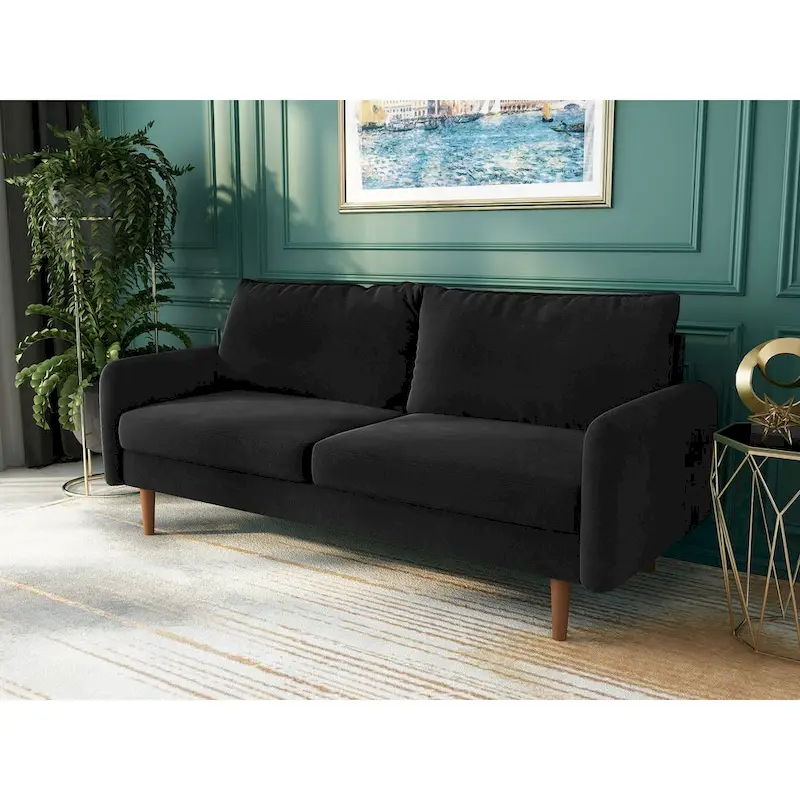 Velvet Square Arm Sofa - Multiple Colors, Contemporary Design, Seats 2-3