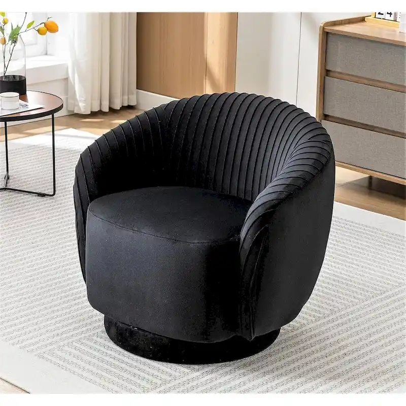 Modern Barrel Swivel Accent Chair with Plush Velvet Upholstery