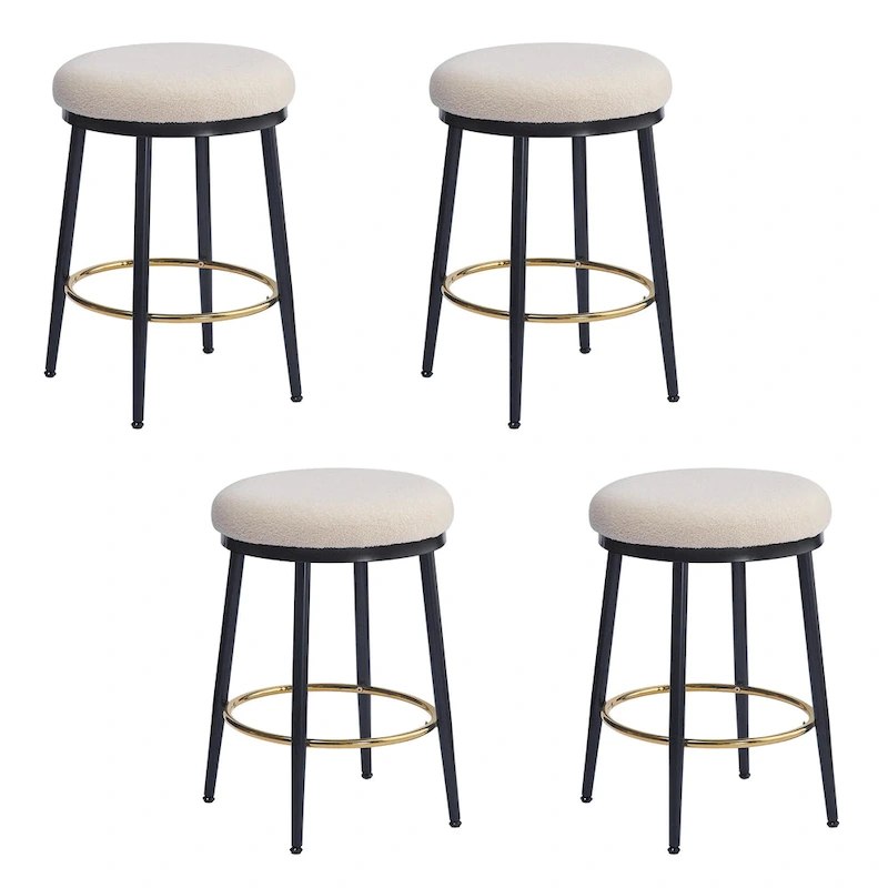 Roomfitters Modern Counter Stools, Set of 2 Bar Height Chairs with Iron Frame, Cushioned Seat and Footrest