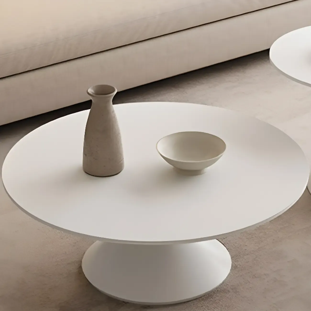 White Round Nesting Coffee Table with Modern Simple Style