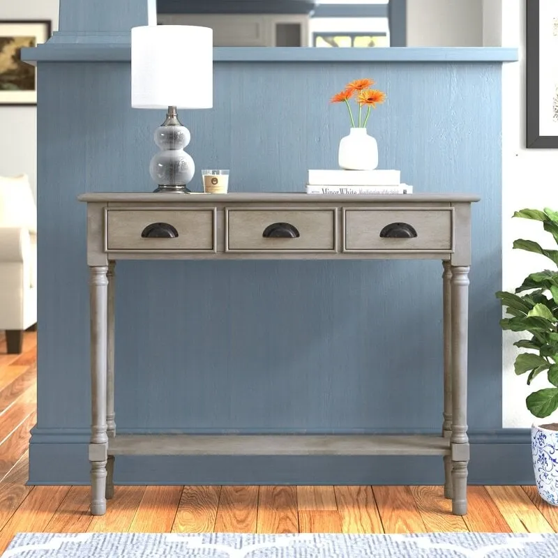 Wood 3-drawer Console Hallway Table