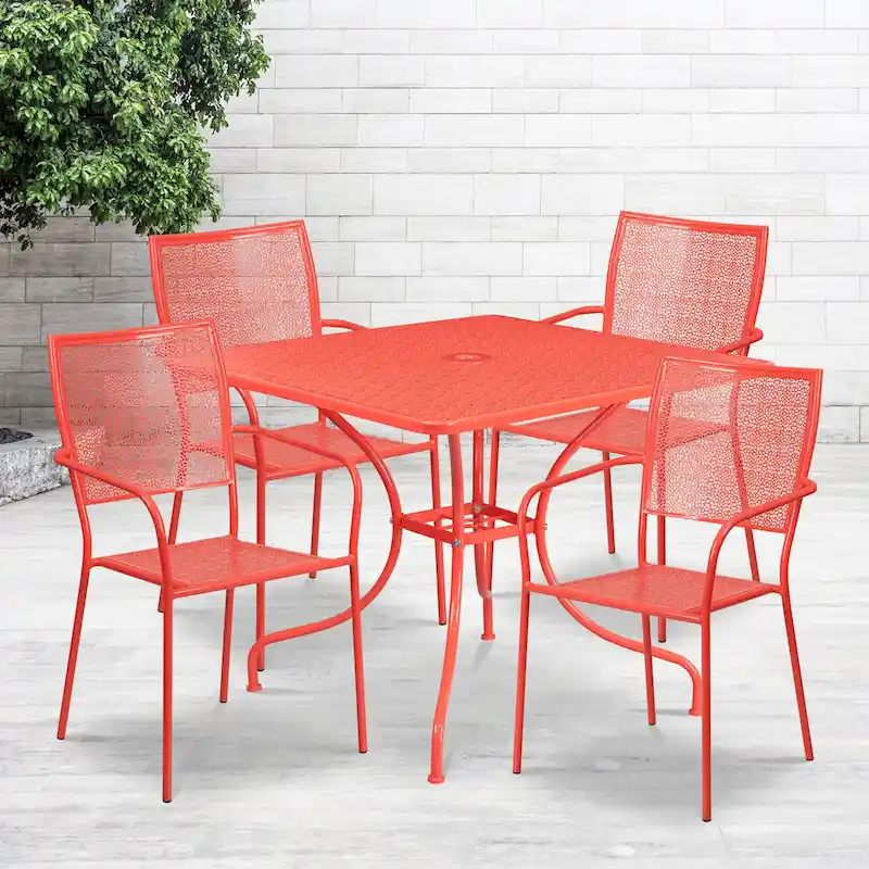 Steel 5-piece 35.5-inch Square Indoor-Outdoor Dining Set