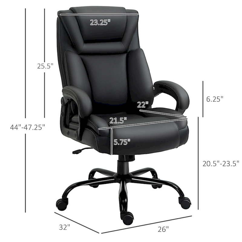 Vinsetto Big and Tall Executive Office Chair 400lbs Computer Desk Chair with High Back PU Leather Ergonomic Upholstery