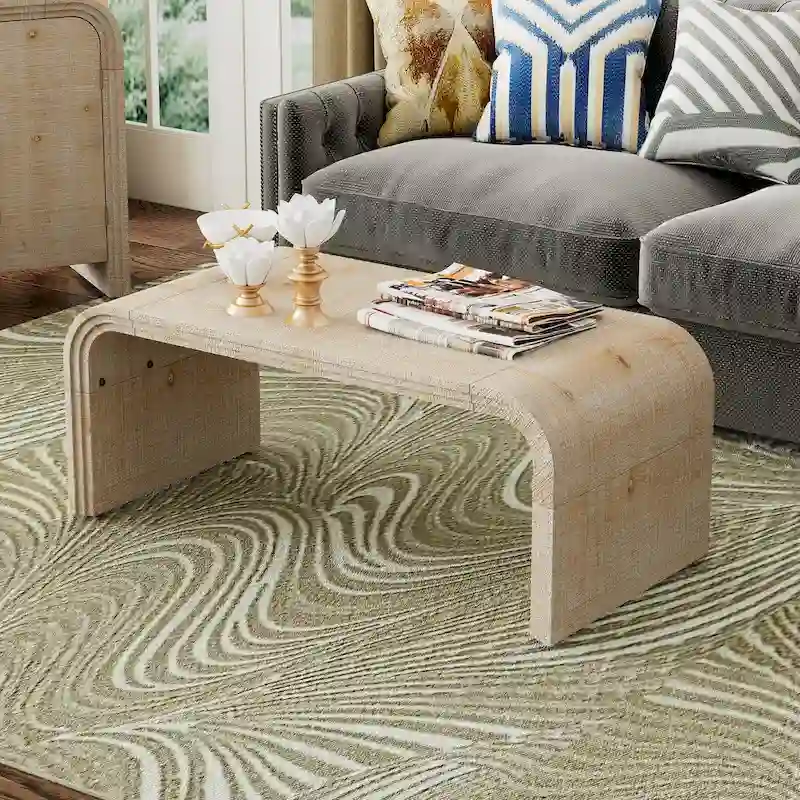 Coffee Table with Curved Design and Wood Finish