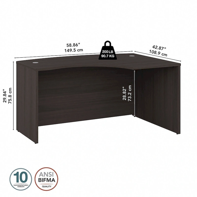 Studio C 60W Right Handed L-Bow Desk Shell by Bush Business Furniture