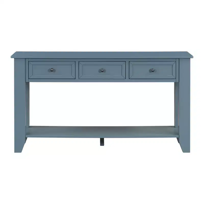 Luxystar Console Table with Three Drawers and Shelf Storage Sideboard, Blue