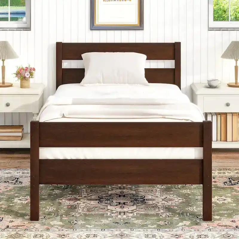 Twin Bed with Headboard and Footboard – Espresso