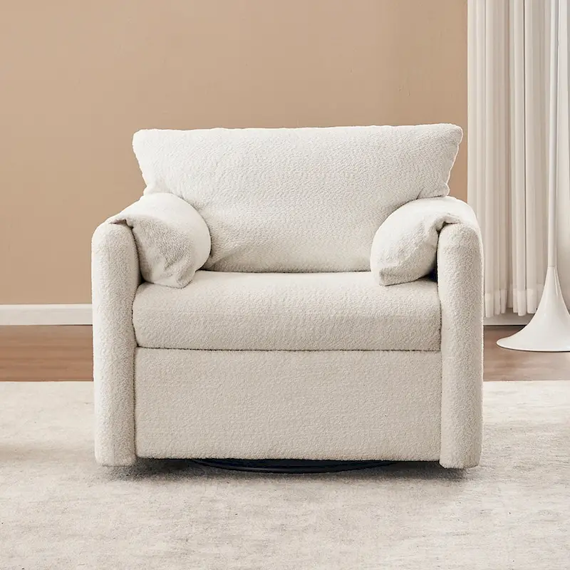 Swivel Accent Chair Single Seater - 360 Rotating Lounge Chair with Chenille Fabric & High-Resilience Cushion
