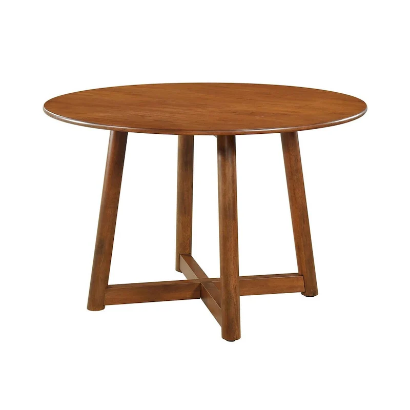 Round Walnut Wood Dining Table