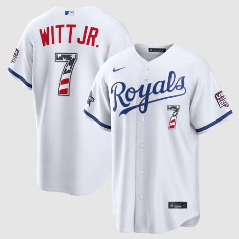 2026 All-Star Edition Stars & Stripes Kansas City Royals Bobby Witt Jr. White Stadium Jersey