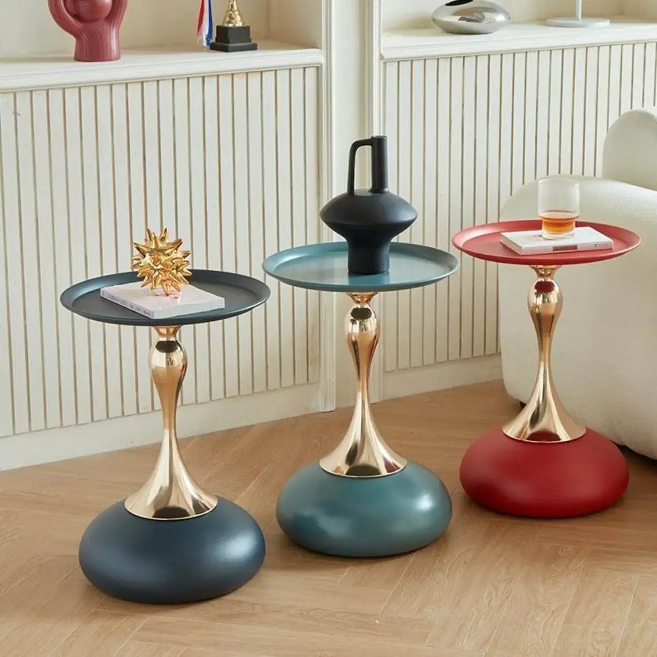 Elegant Black Stainless Steel Round Side Table