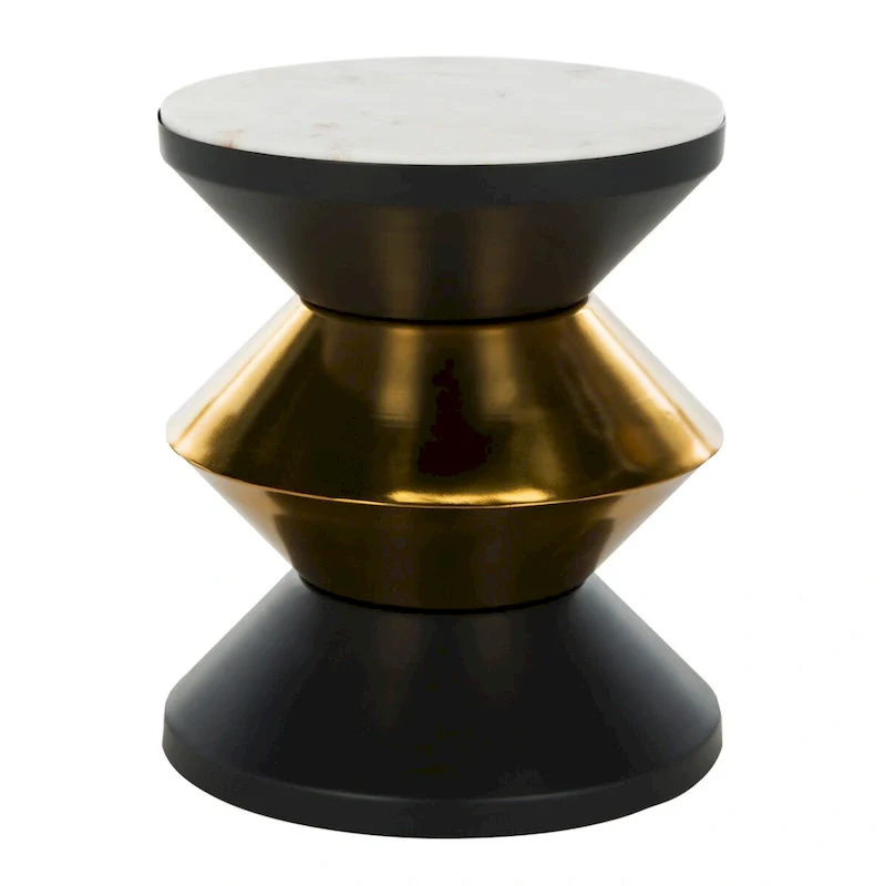 SAFAVIEH Margunde Black/ Gold Stone Top Side Table - 14.3 x 14.3 x 16 - 14Wx14Dx15H