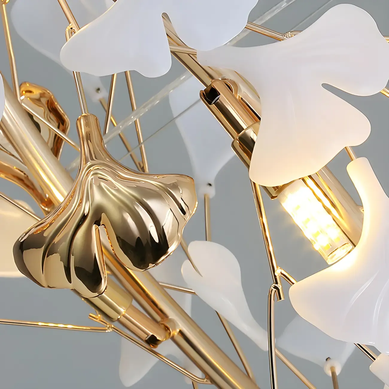 Adjustable Modern White 8-Light Leaf Island Light