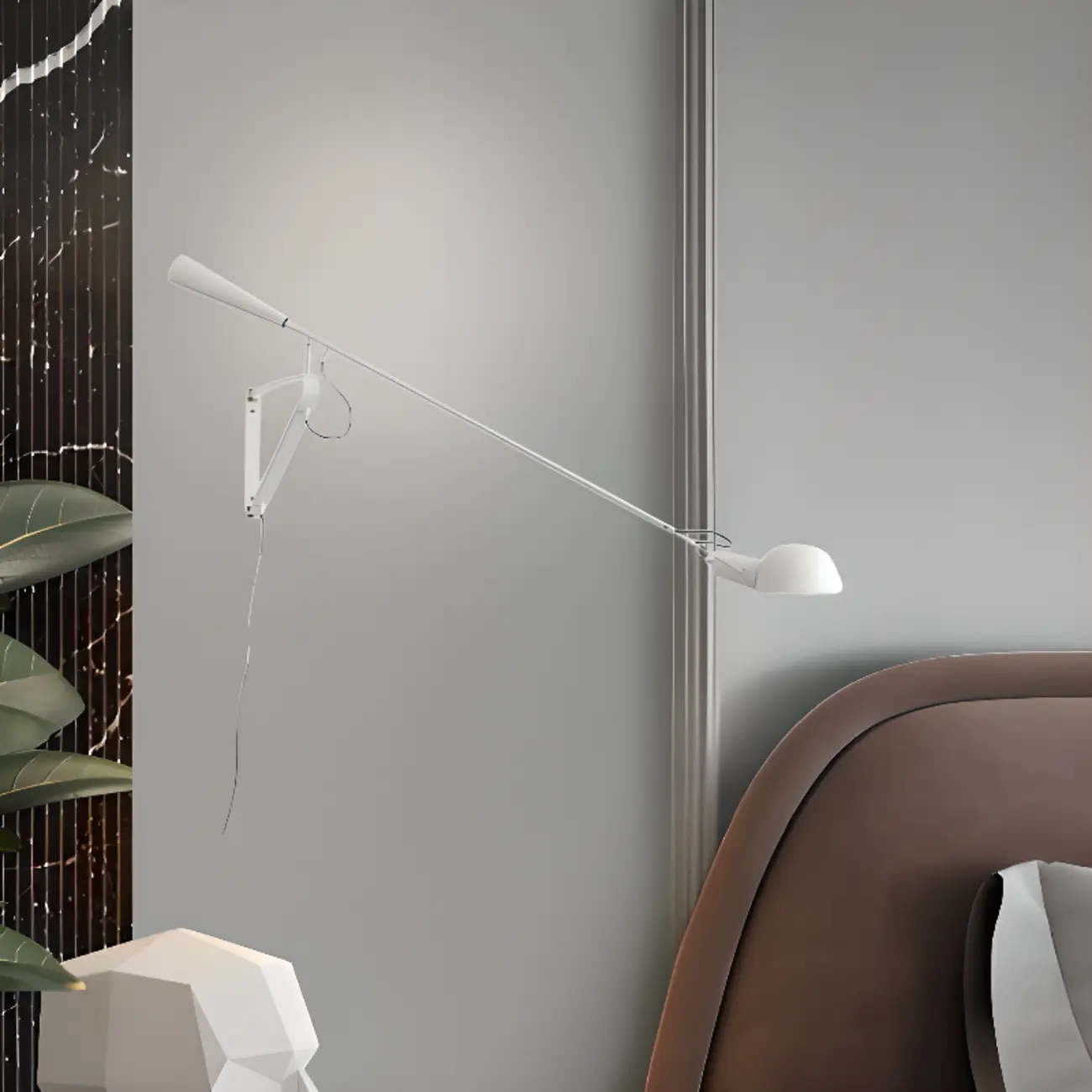 Modern Black Metal Plug-In Swing Arm Wall Sconce