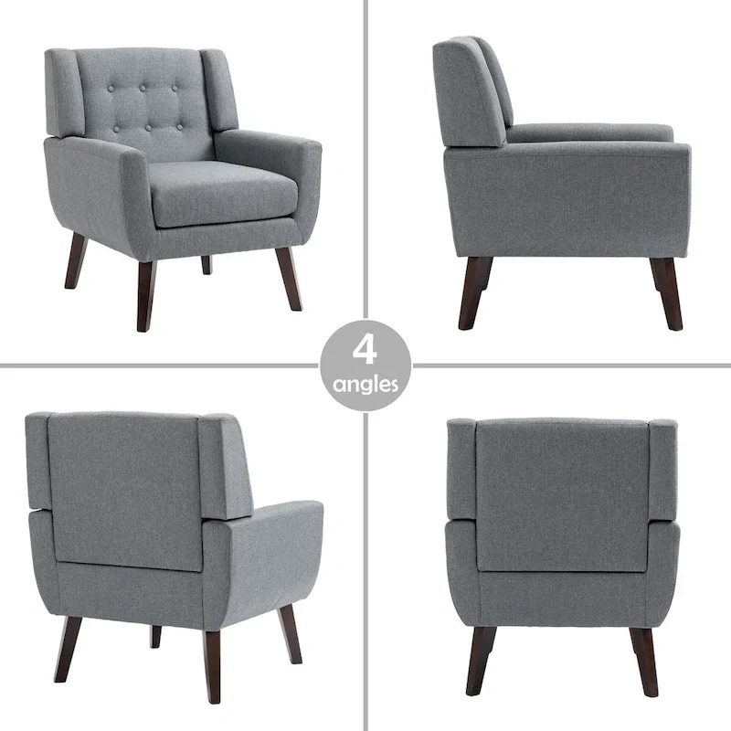 Tufted Linen/Cotton Loveseat with 2 Accent Chairs