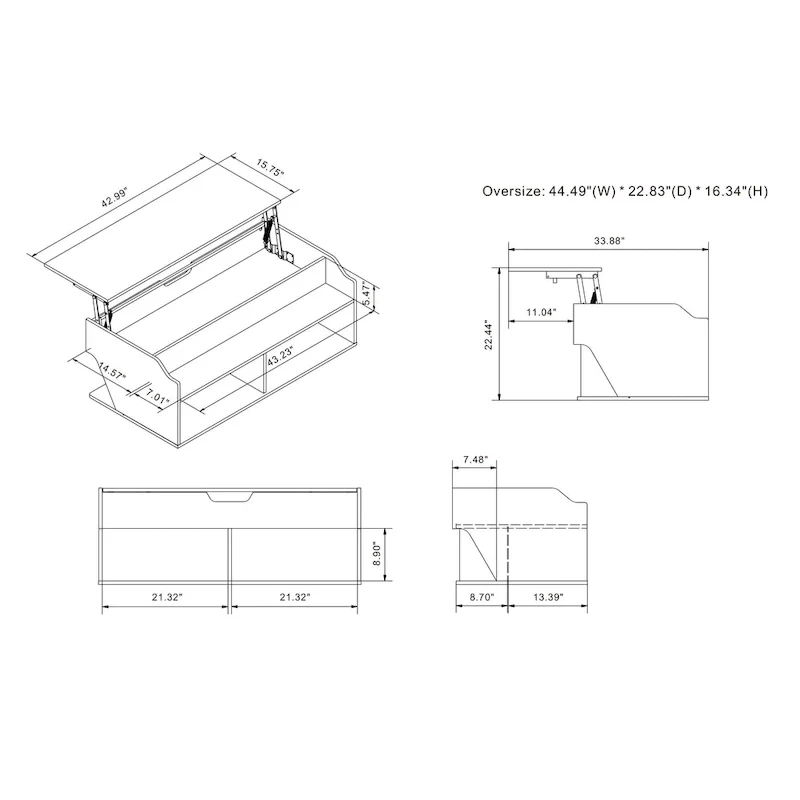 DH BASIC Transitional Black Oak 44-inch Lift-top Coffee Table by Denhour
