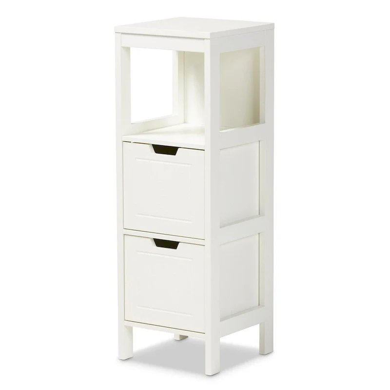 White Farmhouse Style 2-Drawer Storage Cabinet, 1-Person Use