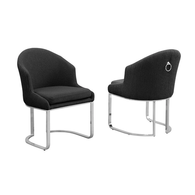 Best Quality Furniture Teddy Fabric Chrome Dining Chairs (Set of 2) - N/A