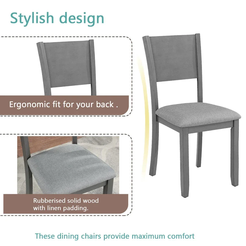 Modern 5-Piece Dining Set with Rectangular Counter Height Table & 4 Upholstered Chairs