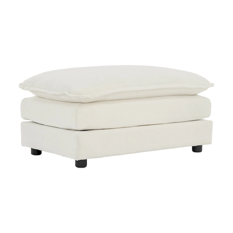 Chenille Fabric Ottomans Footrest to Combine with 2 Seater Sofa, 3 Seater Sofa and 4 Seater Sofa, White Chenille