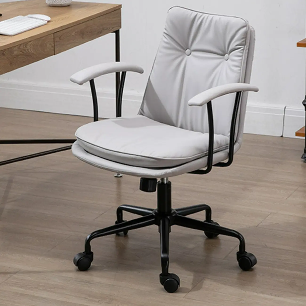 Modern Army Green Leather Adjustable Swivel Office Chair