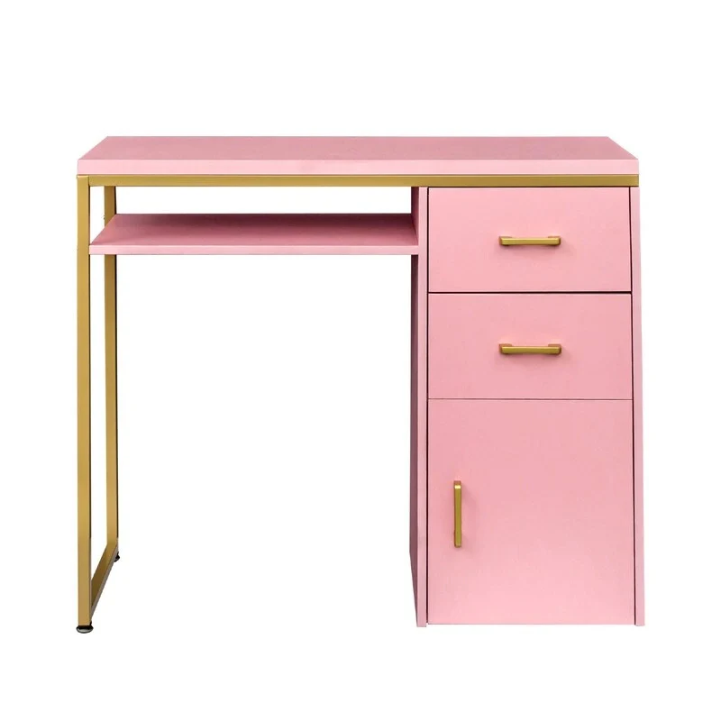 38.19  W Particle Board Computer Desk Manicure Table with 2 Drawers and 1 Cabinet