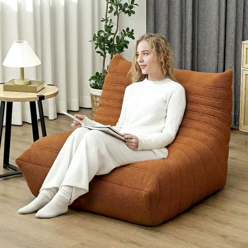 Giant Teddy Fleece Floor Chair for Adults – Brown, No Assembly