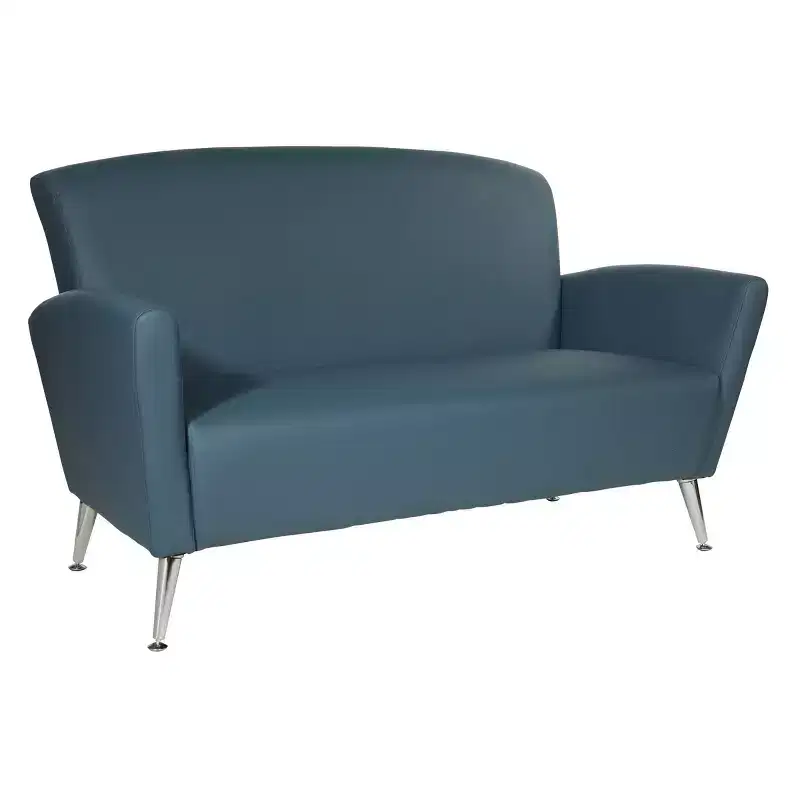 Loveseat with Chrome Legs Dillon Bonded Leather Blue - OSP Home Furnishings: Silver Ion Antimicrobial, MDF Frame
