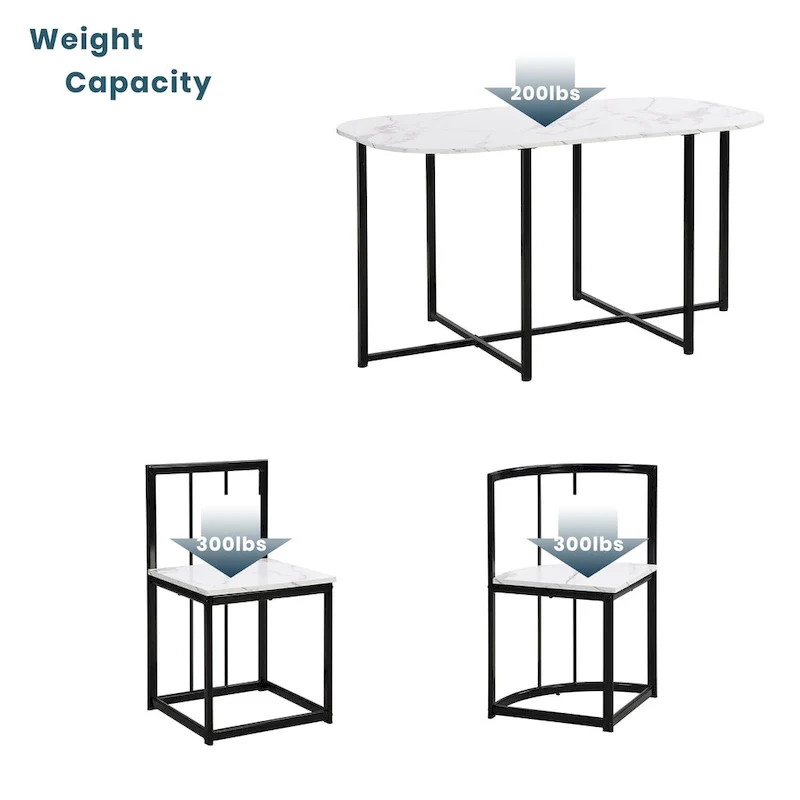 7-Piece Iron Dining Table Set with Table and Six Chairs