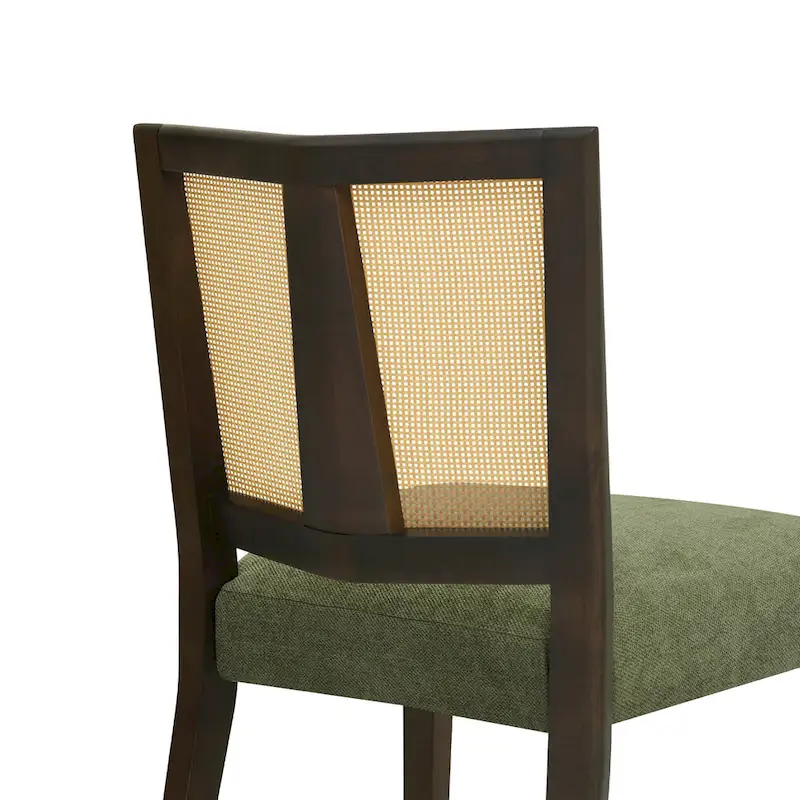 '- Oliver Mid-Century Rattan Back Upholstered Dining Chair Set of 2