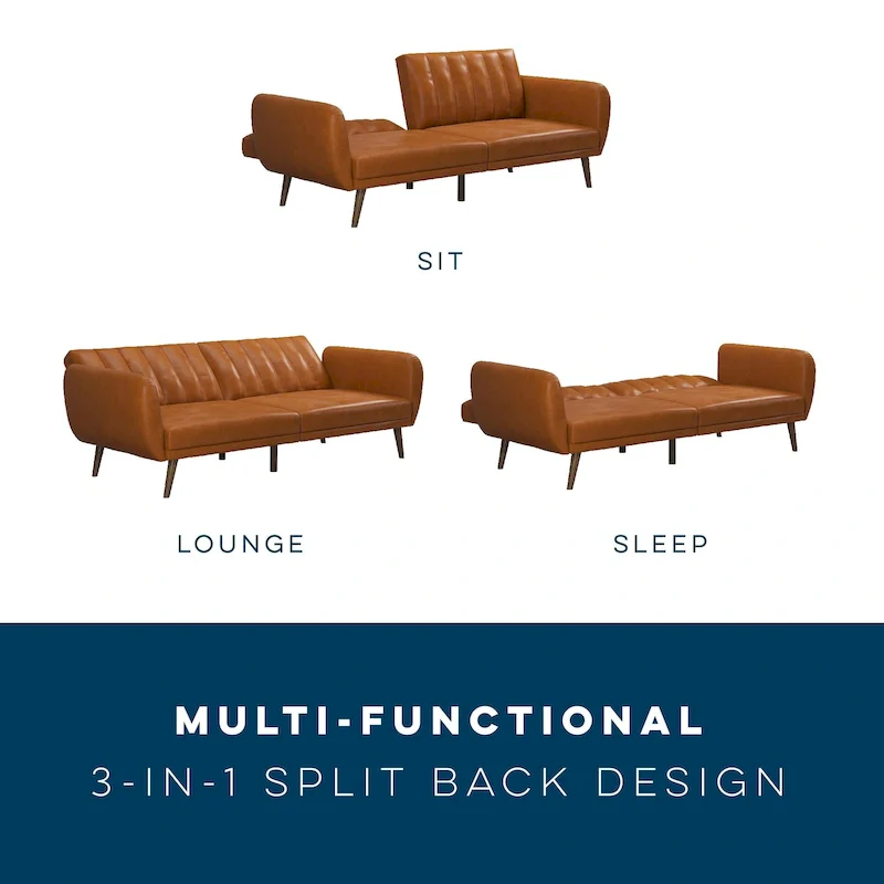 The Novogratz Brittany Faux Leather Futon Sofa Bed