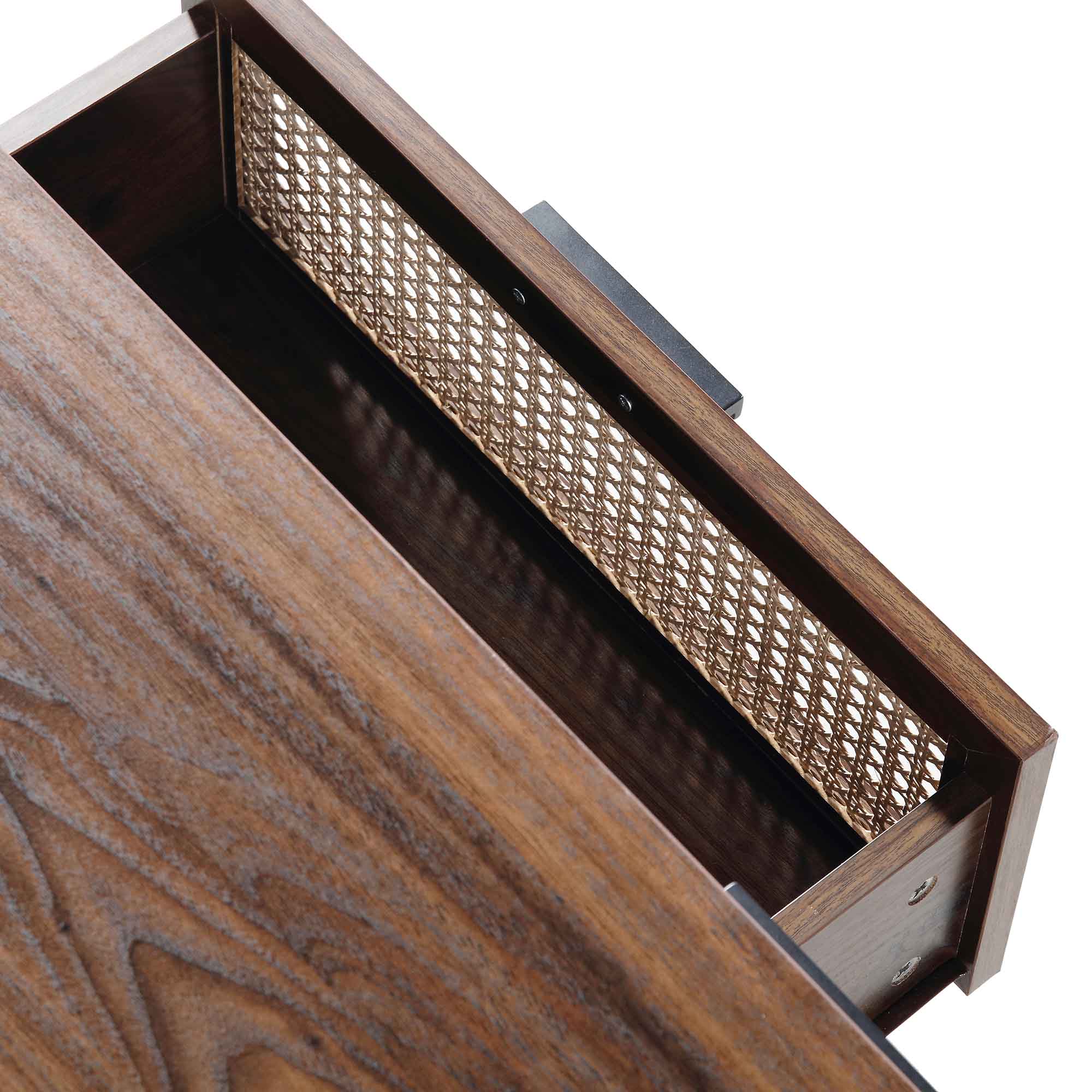 Curved Rattan 59 TV Unit, Walnut